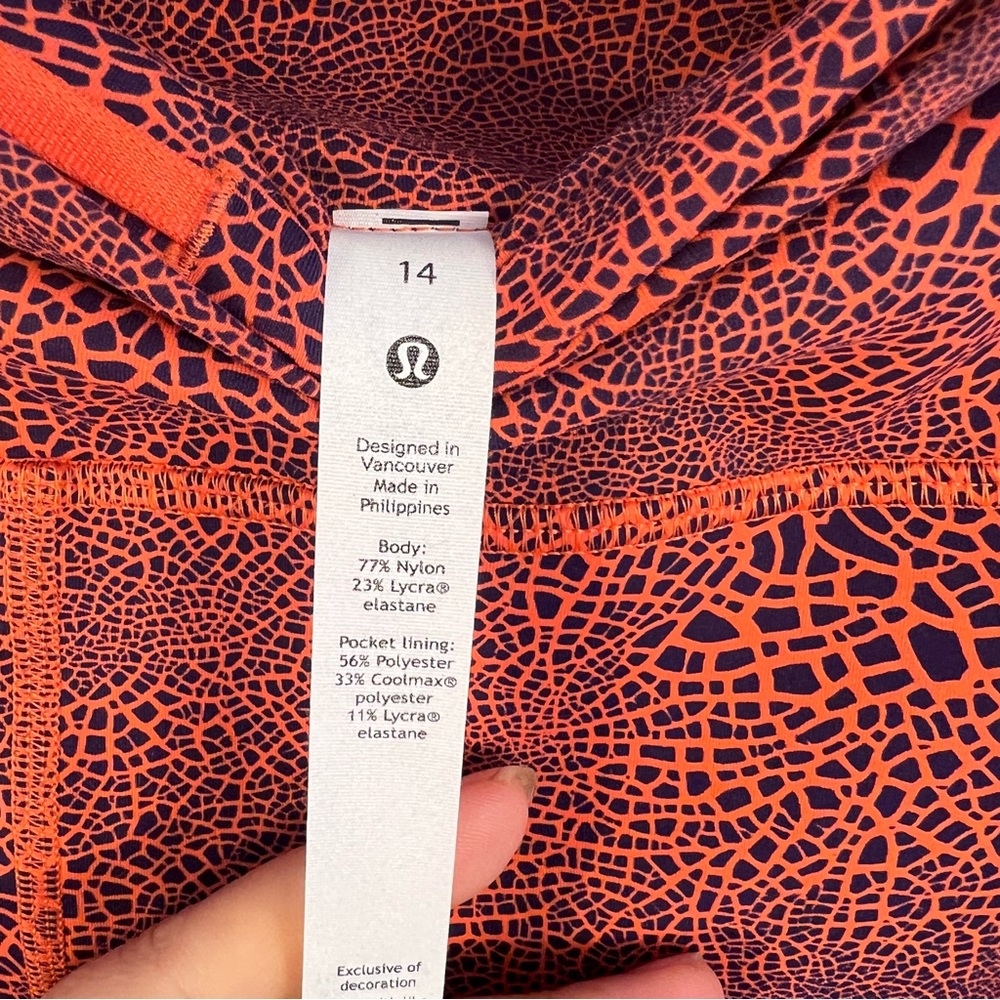 Lululemon Wunder Train HR Tight 25” Womens 14 Geometric Yoga Pants Orange Blue - Picture 5 of 6